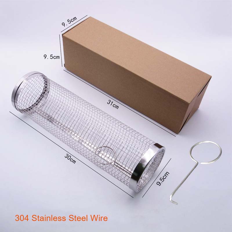 Outdoor Rolling Stainless Steel Barbecue Basket