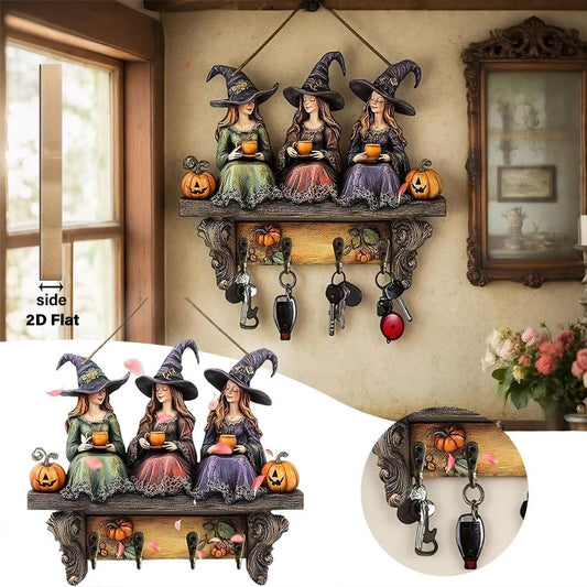 🎃2025 Halloween Strega Portachiavi Decorazione da Parete in Legno