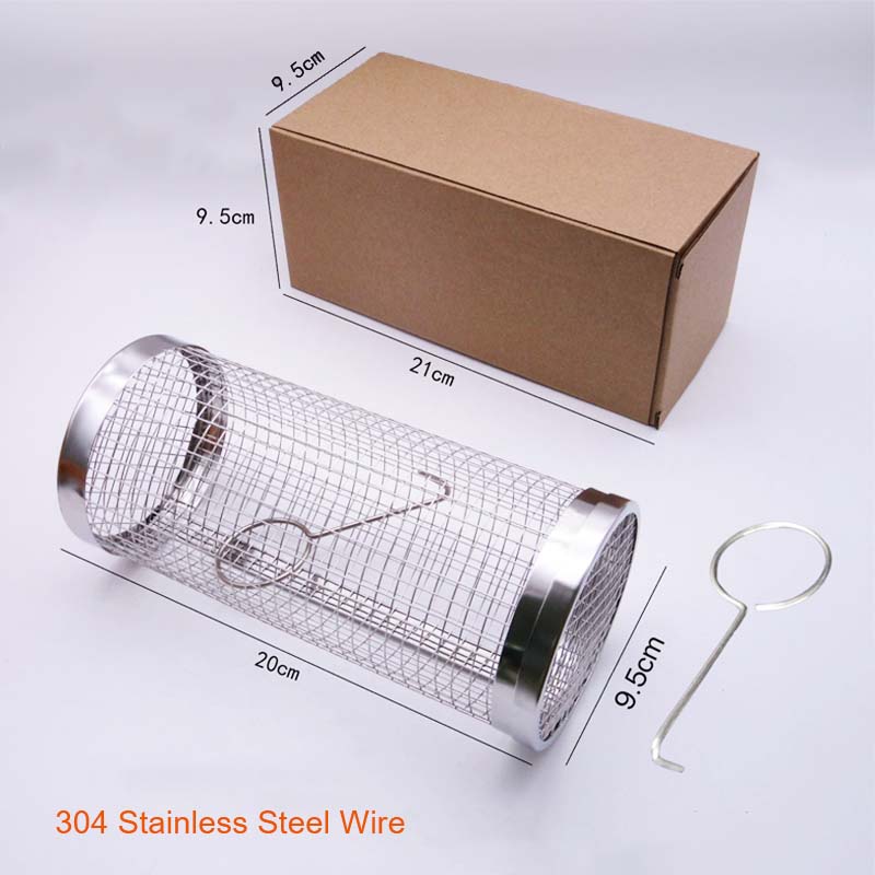 Outdoor Rolling Stainless Steel Barbecue Basket