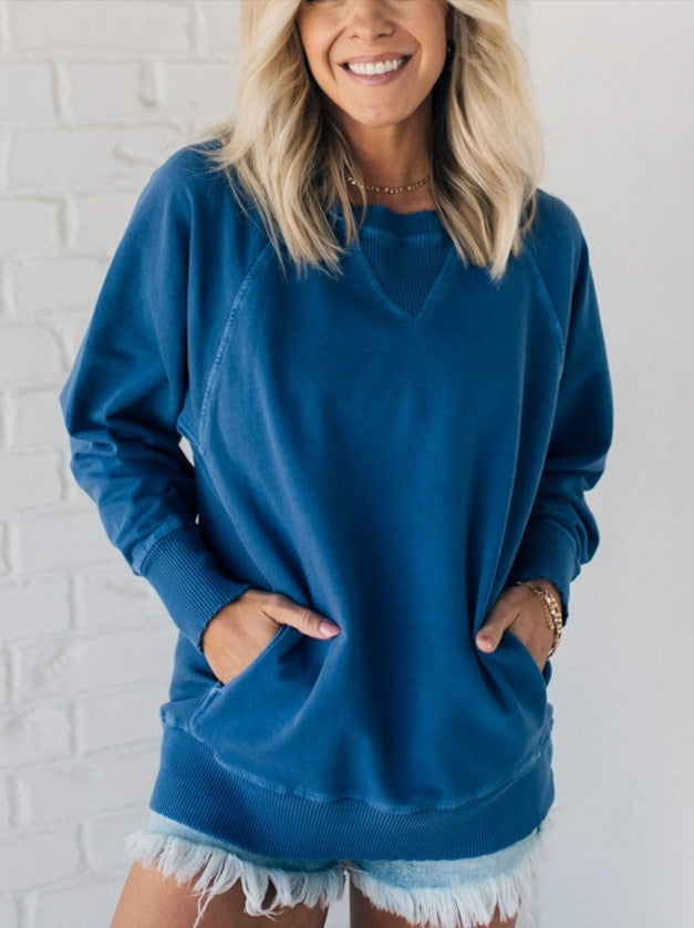 Maglia a coste con tasche da donna