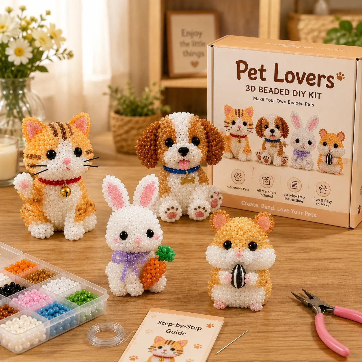 🧵✨ Kit fai da te per creare piccoli animaletti in 3D con perline