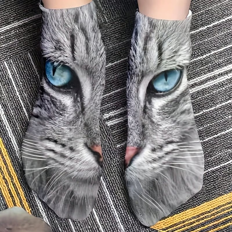 🔥Saldi natalizi 49% di sconto🎄Calzini stampati in 3D con motivo occhi di gatto😺