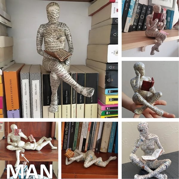 📚Statua moderna nordica di una donna che legge