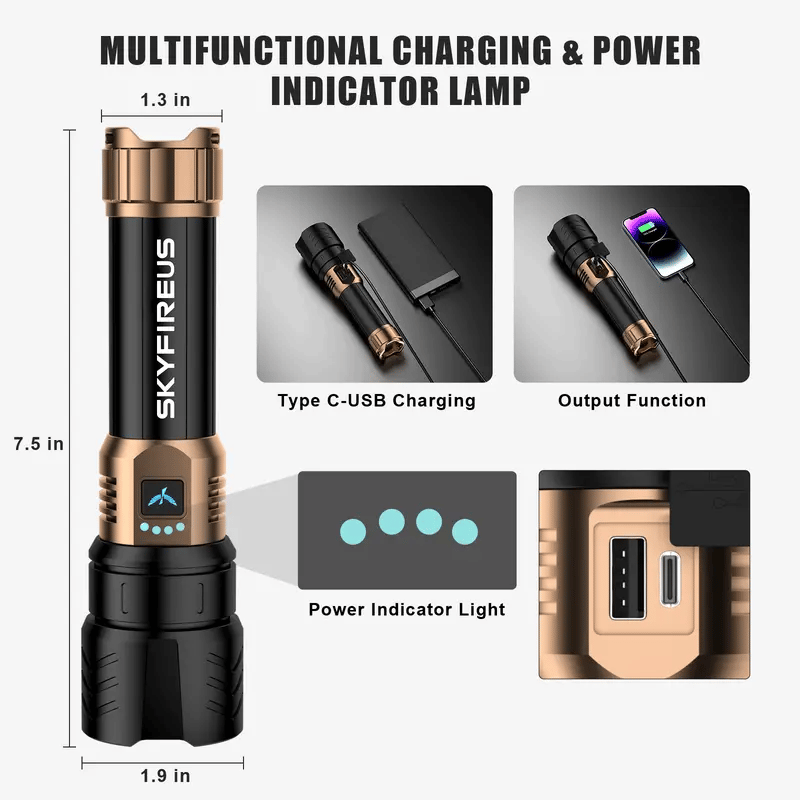 1097 torcia elettrica potente luce ultra brillante per esterni campeggio casa lunga portata portatile illuminazione ultra resistente