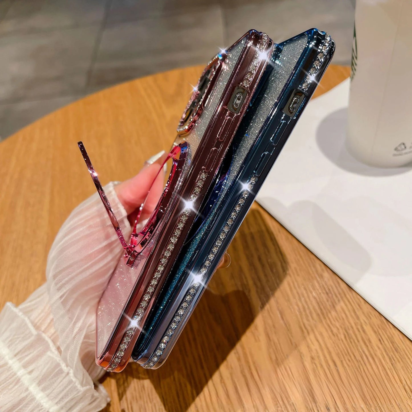 📲✨Custodia protettiva per specchio trucco con glitter sfumato