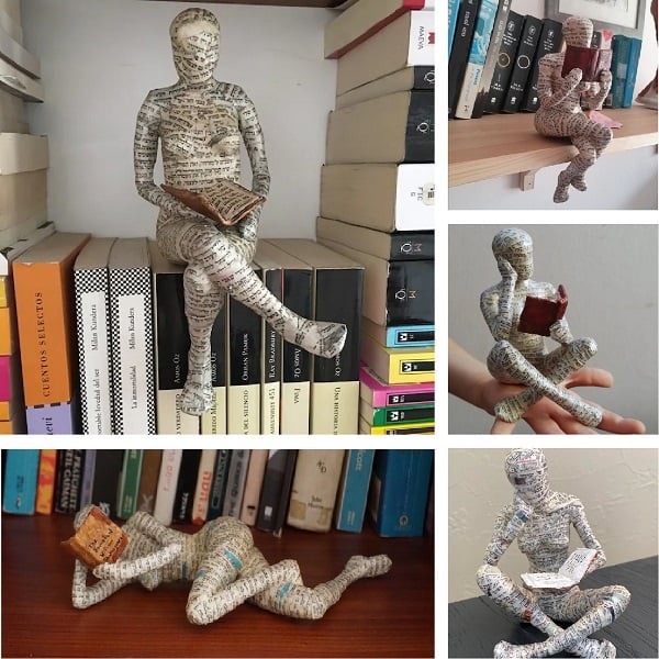 📚Statua moderna nordica di una donna che legge