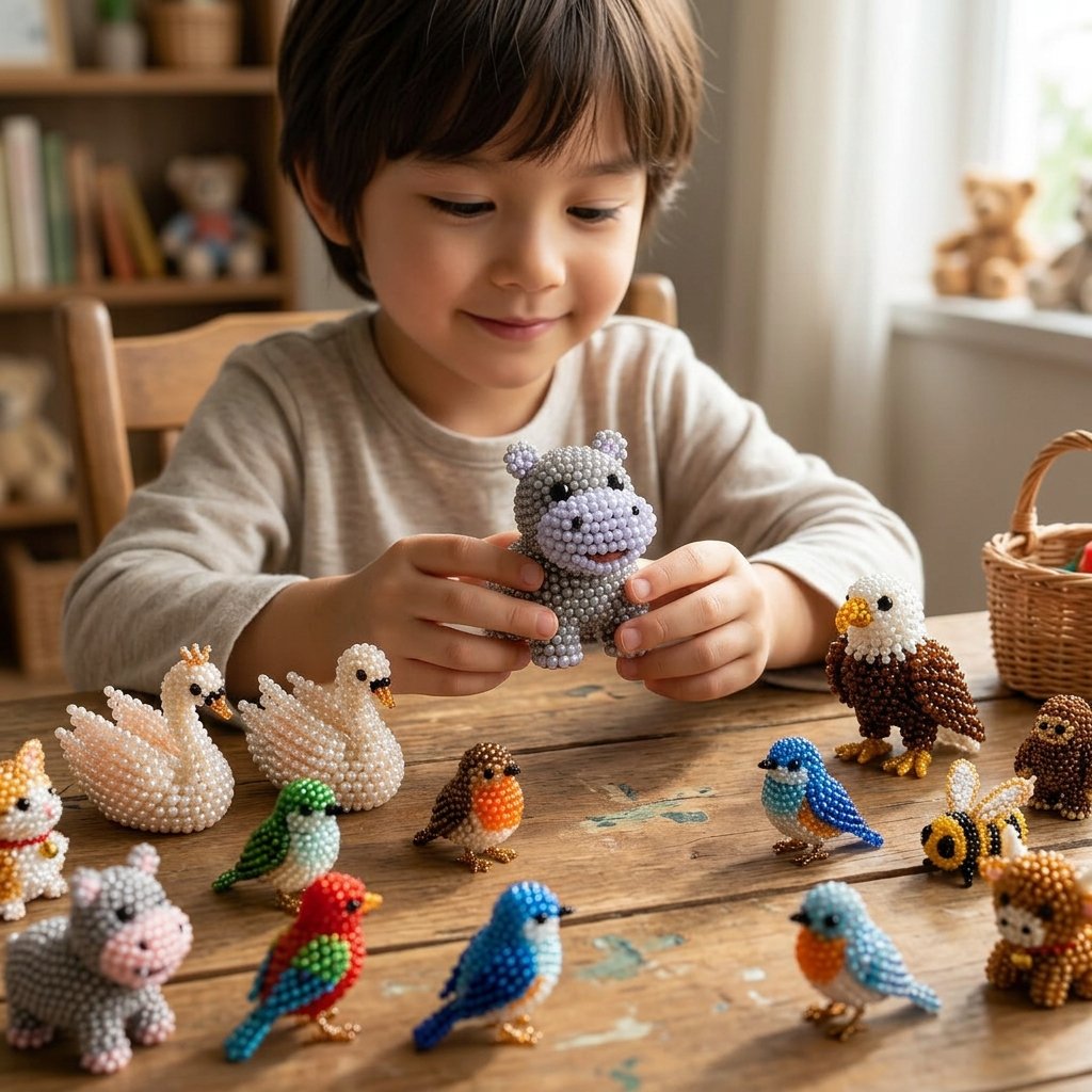 🧵✨ Kit fai da te per creare piccoli animaletti in 3D con perline