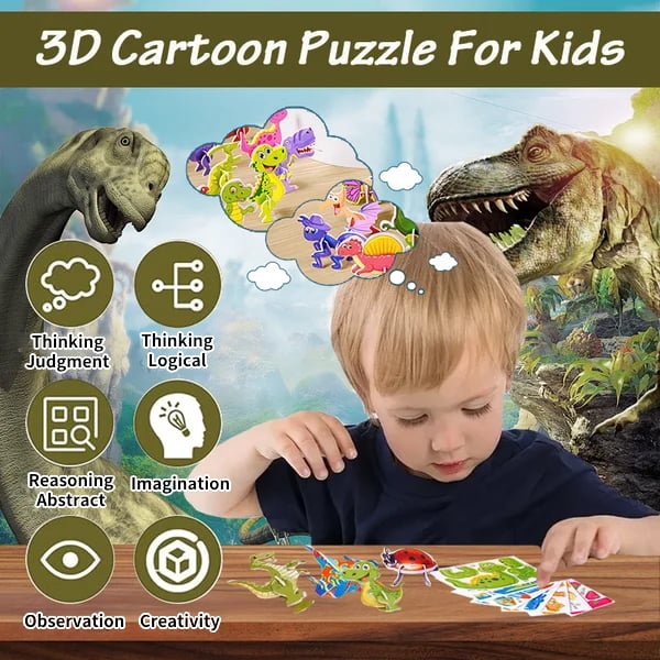 🔥Puzzle educativo in 3D con personaggi dei cartoni animati